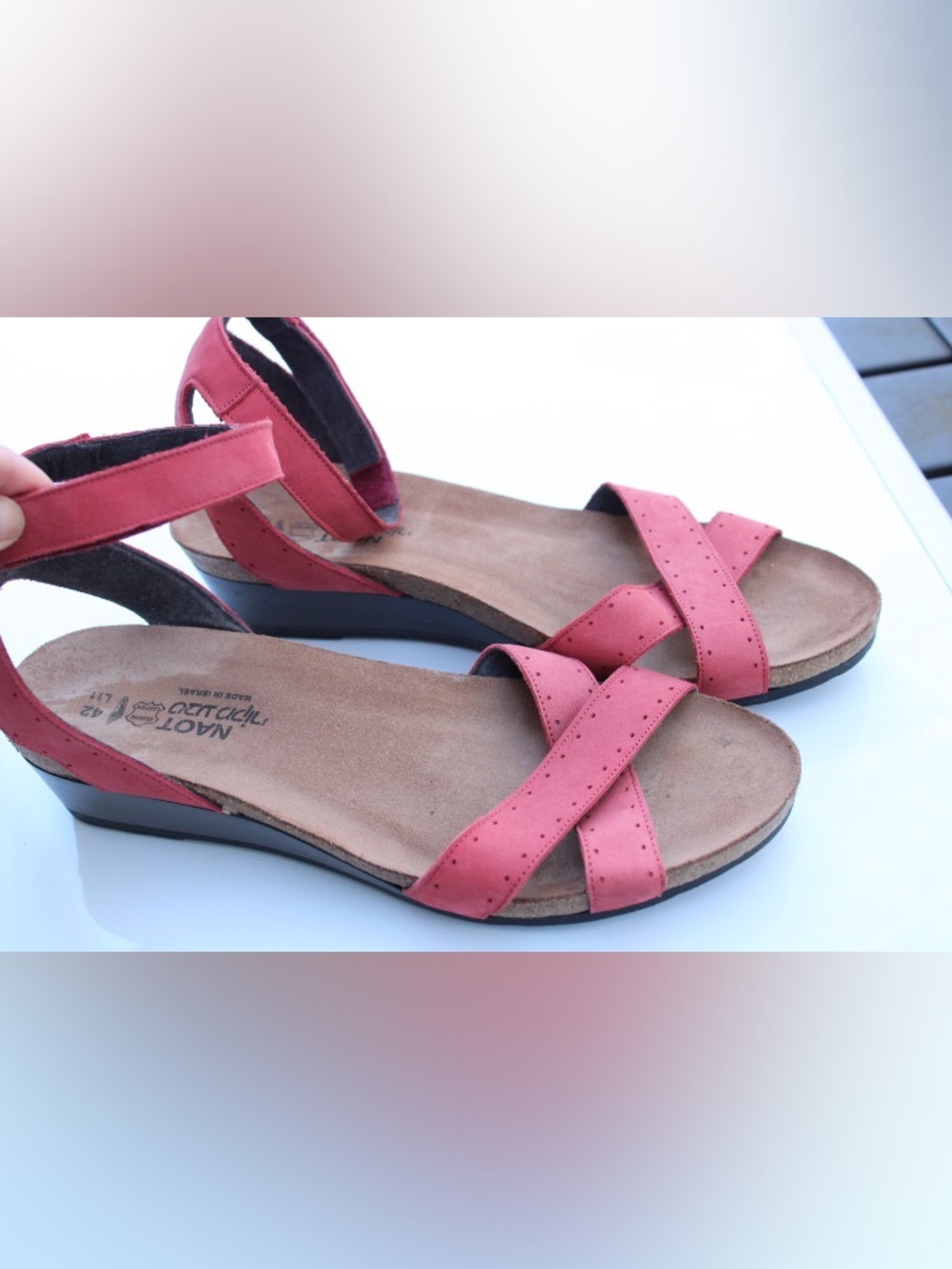 Naot Wand strappy leather wedge sandals